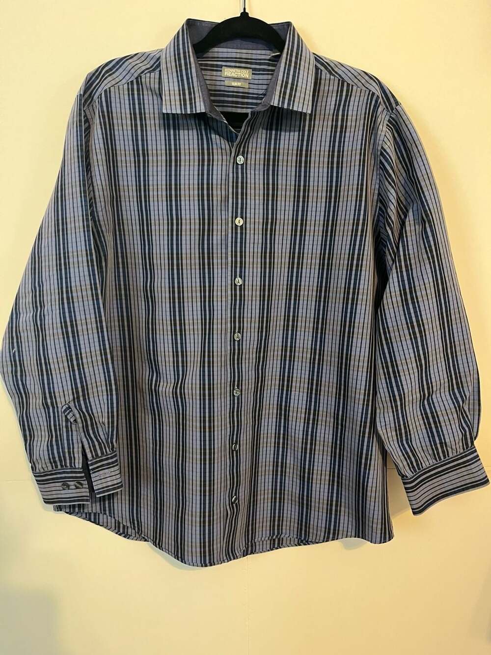 Kenneth Cole Reaction Slim Fit Striped Dress Shirt Size 17 32-33